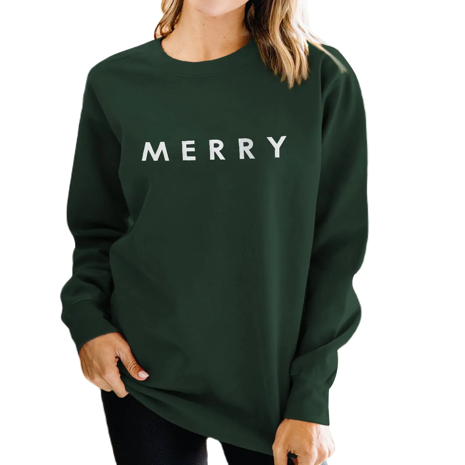 Cozy Christmas Crewneck Sweater - Women's Green Holiday Pullover