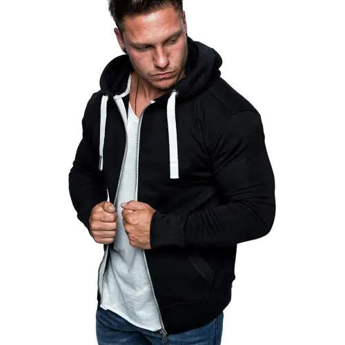 Lässiger Herren-Hoodie mit Reißverschlusstasche